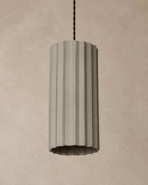 xl Syracuse - Ceramic Pendant Ceiling Light Handmade Minimalist Pillar Hanging Fixture in Natural Dune - image 1