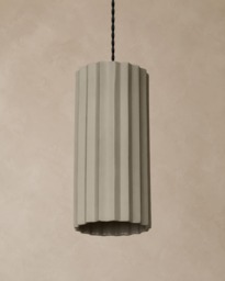 xl Syracuse - Ceramic Pendant Ceiling Light Handmade Minimalist Pillar Hanging Fixture in Natural Dune - thumbnail 1