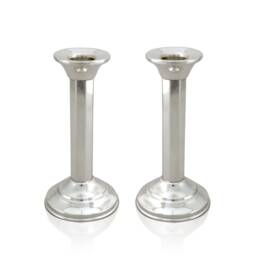 Mid Size Sabbath Candlesticks & Tray Made Of 925 Sterling Silver - Classic Judaica, Smooth Design - thumbnail 4