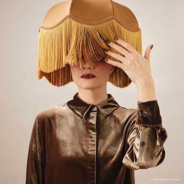 Brown Velvet Lampshade With Gold Fringing Art Deco Style, Handmade in England - image 1