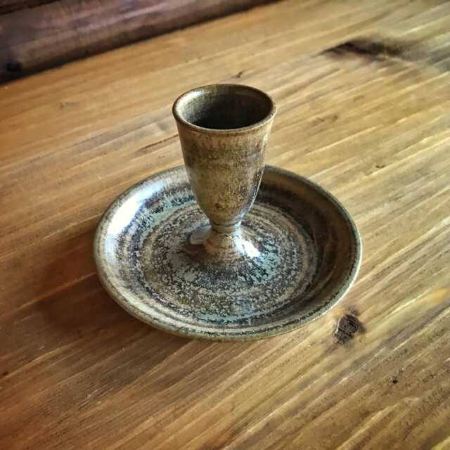 Handmade Candle Holder Black Pearl, Wheel Thrown, Stoneware, High Fire, Ceramic Candle Holder, Candlestick, Candlestick Beige, Brown