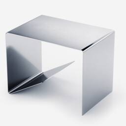 Polished Steel Industrial Side Table Minimalist Bedside Storage - thumbnail 2