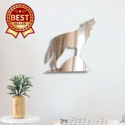 Wolf Large Acrylic Mirror Wall Art - Many Size Options - Custom Sizes, Shapes & Colours