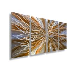 Orange Metal Wall Art Modern Abstract Set Of 4, - thumbnail 2