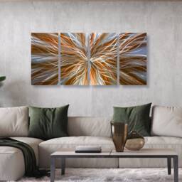Orange Metal Wall Art Modern Abstract Set Of 4, - thumbnail 1