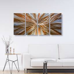 Orange Metal Wall Art Modern Abstract Set Of 4, - thumbnail 3