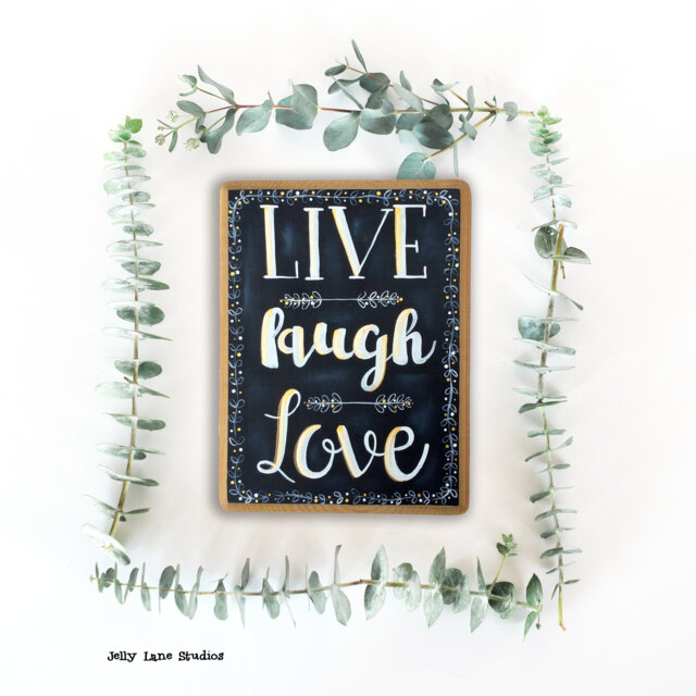 Live Laugh Love Sign, Wooden Chalkboard Wedding Gift, Farmhouse Plaque, Newlywed Photo Prop, Inspirational Wall Art, Housewarming Gift - image 1