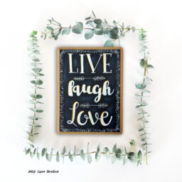 Live Laugh Love Sign, Wooden Chalkboard Wedding Gift, Farmhouse Plaque, Newlywed Photo Prop, Inspirational Wall Art, Housewarming Gift - thumbnail 1