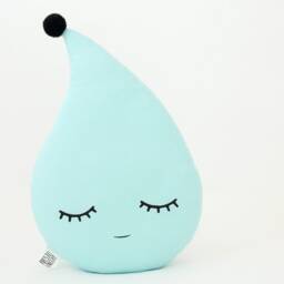 Mint Raindrop Cushion With Pom For Nursery Decor, Baby Shower Gift Idea Gender Neutral Dreamy Pillow Infant Room Newborn Bed Kids Teepee - thumbnail 2