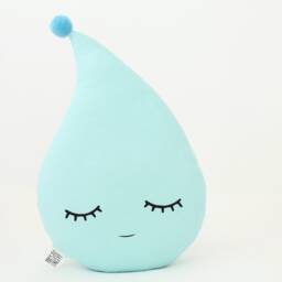 Mint Raindrop Cushion With Pom For Nursery Decor, Baby Shower Gift Idea Gender Neutral Dreamy Pillow Infant Room Newborn Bed Kids Teepee - thumbnail 3