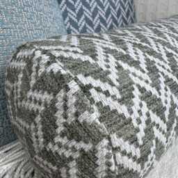 Handmade Olive Green Chevron Bolster Pillow Modern Woven Cushion - thumbnail 3