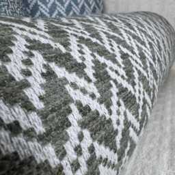 Handmade Olive Green Chevron Bolster Pillow Modern Woven Cushion - thumbnail 2