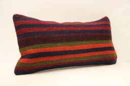 Handmade Kilim Lumbar Pillow Cover, Vintage Turkish Wool 10x20