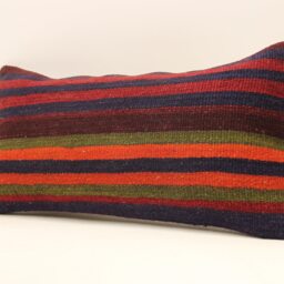 Handmade Kilim Lumbar Pillow Cover, Vintage Turkish Wool 10x20 - thumbnail 3