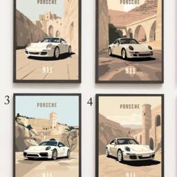 Porsche 911 Car Print Minimalist Jdm Sports Art, Framed Or Unframed - thumbnail 2