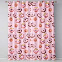 Cute Kawaii Donuts Soft Pink Background Sweet Dessert Seamless Pattern Readymade Eyelet Ring Top Thermal 100% Blackout Curtains - thumbnail 2