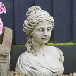 French Maid Bust Statue - Reconstituted Stone Classic Outdoor Women Girl Concrete Garden Ornament - thumbnail 3