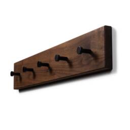 Coat Rack Walnut Wood Hooks Stand Wall Wardrobe - thumbnail 2
