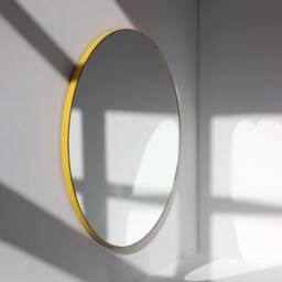 Orbis??? Round Minimalist Customisable Mirror With Modern Yellow Frame - thumbnail 2