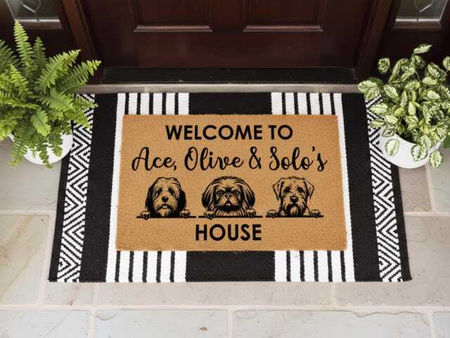 Custom Dog Welcome Mat - Personalized Doormat Funny Home To Our Lovers Gift - image 1