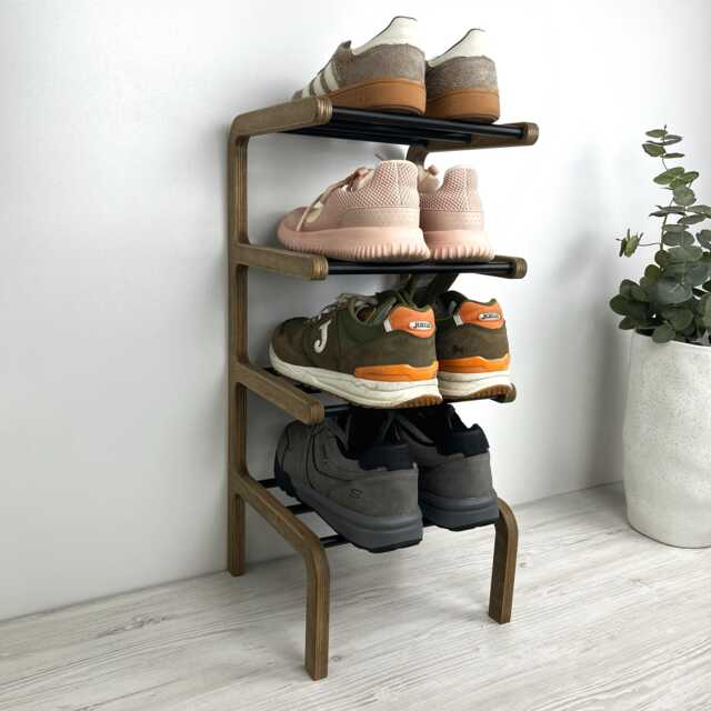 4 Tier Wooden Shoe Rack - Slim Freestanding Entryway Storage - image 1