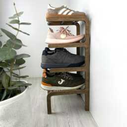 4 Tier Wooden Shoe Rack - Slim Freestanding Entryway Storage - thumbnail 3