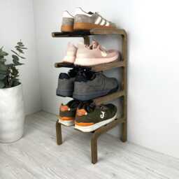 4 Tier Wooden Shoe Rack - Slim Freestanding Entryway Storage - thumbnail 2