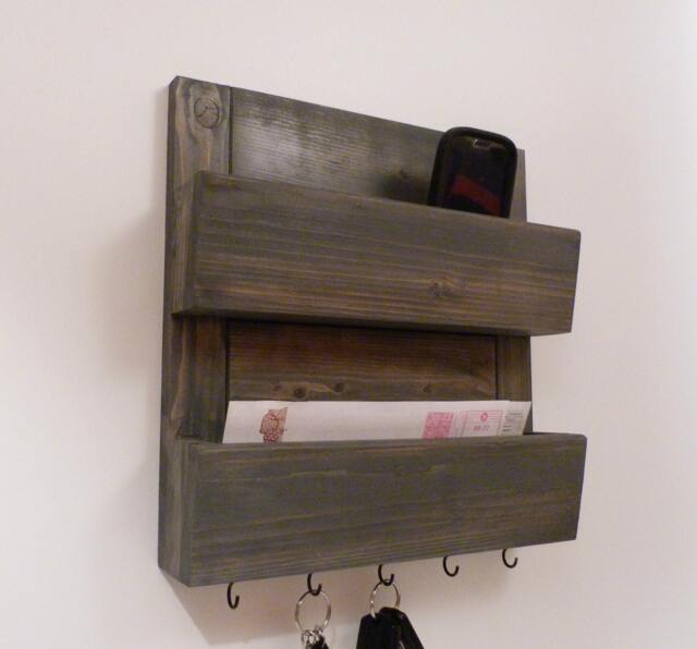 Mail Organizer Wall, Rack, Entryway Organizer, Key Rustic & Holder - image 1