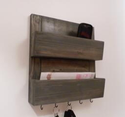 Mail Organizer Wall, Rack, Entryway Organizer, Key Rustic & Holder - thumbnail 1