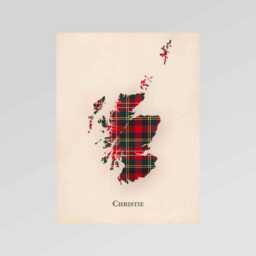 Clan Christie Scottish Tartan Map - Of Scotland Family Wall Decor, Ready To Hang - thumbnail 2