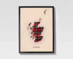 Clan Christie Scottish Tartan Map - Of Scotland Family Wall Decor, Ready To Hang - thumbnail 1