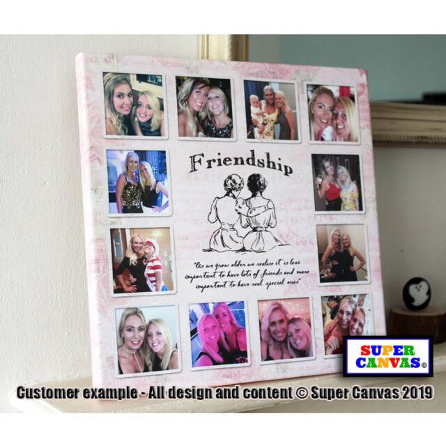 Handmade Friendship Best Friend Personalised Custom Framed 12 Picture Photo Board Frame Collage Canvas Print Birthday Gift - image 1