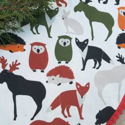 Forest Animals Tree Skirt Woodland Christmas Owl Decor Swedish Fabric Ornament Scandinavian - thumbnail 2
