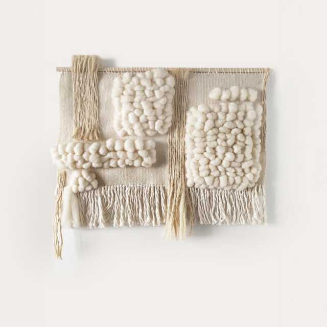 Nature Large Woven Wall Hanging Made Of Wool & Cotton, Modern Rustic Beige Tapestry For Above Bed Decor, Wabi Sabi Art - image 1