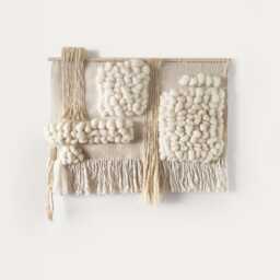 Nature Large Woven Wall Hanging Made Of Wool & Cotton, Modern Rustic Beige Tapestry For Above Bed Decor, Wabi Sabi Art - thumbnail 1