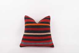 Vintage Turkish Kilim Pillow Cover Handwoven Wool Throw - 16''x16'' - thumbnail 1