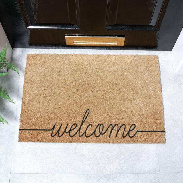 Welcome Scribble Doormat - Handwritten Welcoming Coir, Non Slip, Floor Coir Eco Friendly Doormat New House Gift - image 1