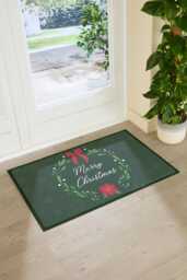 Merry Christmas Wreath Doormat Recycled PVC, Anti-Slip - 90x60cm - thumbnail 1