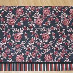 "Black Red Cream Valance 81"" Wide - Floral Curtain Topper 17" - thumbnail 2