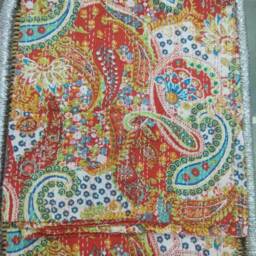 "Red Paisley Print Kantha Quilt Lightweight Cotton Bedspread - 90""x108" - thumbnail 4