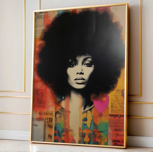 Black Woman Art, Wall Abstract Poster, Art Prints, Afrocentric Boho Retro Colorful - image 1