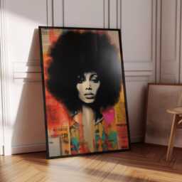 Black Woman Art, Wall Abstract Poster, Art Prints, Afrocentric Boho Retro Colorful - thumbnail 2