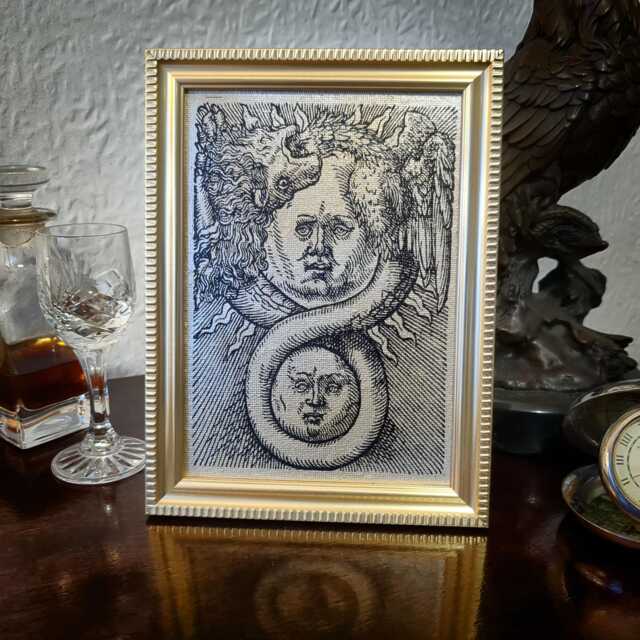 "Mercurial Ouroboros - Basil Valentine, 1613 Handmade Reproduction On Canvas 5""x7" - image 1