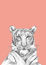 Tiger Illustration, Kids Animals Room Decor, Baby Print 21x30, Wall Decor - thumbnail 1