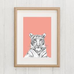 Tiger Illustration, Kids Animals Room Decor, Baby Print 21x30, Wall Decor - thumbnail 2