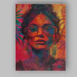 Vibrant Colourful Woman Portrait Round Glasses Contemporary Pop Art Canvas Wall Print Decor Picture Ready To Hang - thumbnail 1