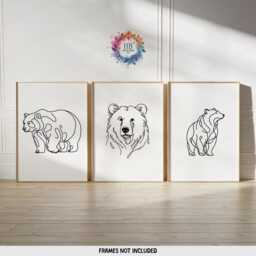 Minimalist Bear Print Set - Line Art Posters - Wildlife Pictures Bears Wall Animal Home Decor Drawing Poster Artwork - thumbnail 2