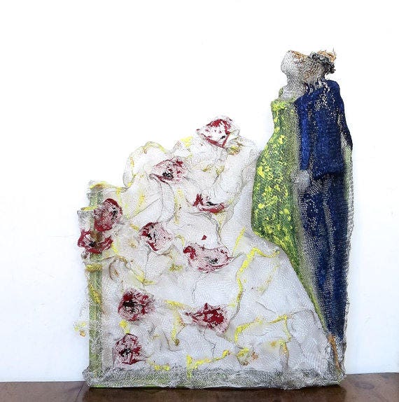 Better Together Soulmate Love Relationship Gift Dance Field Of Poppy Wire Mesh Sculpture Metal Art Valentine Couple Wedding Engagement - image 1