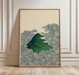 Japanese Mountain Poster, Minimalist Art Print, Retro Style Wall - thumbnail 1