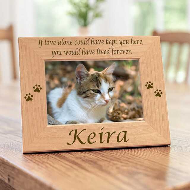 Cat Memorial Frame If Love Pet Remembrance Personalized Keepsake Wooden Photo Custom Engraved Feline Tribute Sympathy Gift - image 1